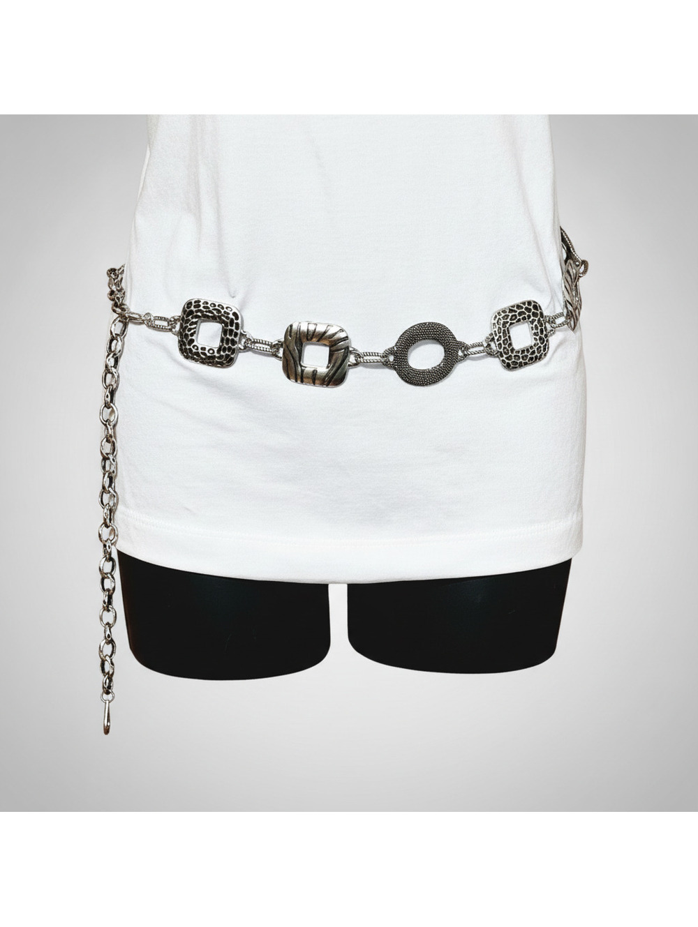 Vintage 1990s‎ Animal Print Hammered Metal Adjustable Link Belt up to 39"